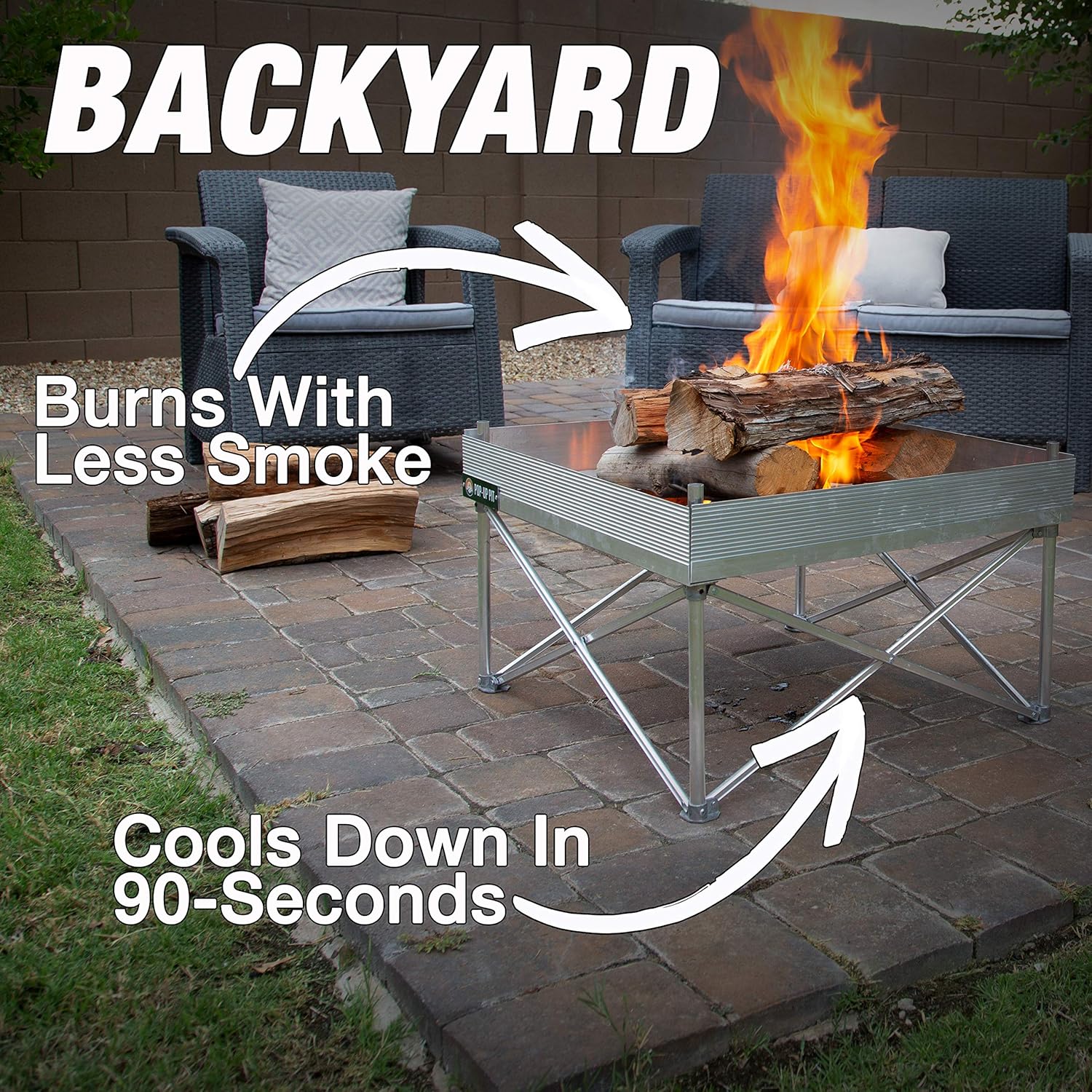 FIRESIDE OUTDOOR Pop-Up Fire Pit | Portable and Lightweight | Fullsize 24 Inch | Weighs 7 lbs. | Never Rust Fire Pit | Heat Shield NOT Included : Garden & Outdoor