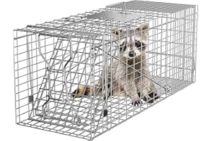 Smartxchoices 32" X 12" X 12.5" Large Live Animal Trap Cage Humane One-Door Solid Steel Catch and Release Rodent Cage for Raccoon, Rabbits, Stray Cats, Squirrel, Groundhogs, Opossums, Armadillos