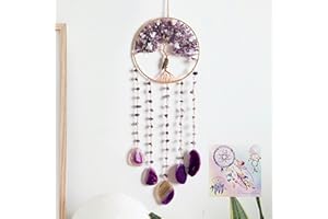 Dreamsum Purple Tree of Life Dream Catchers with Agate Pendant Natural Dream Catchers for Aunt Wall Decor Handmade Dreamcatcher Wall Hanging Ornament for Bedroom Living Room Home Decor