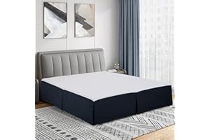 Cache-sommier en microfibre brossée double, ultra doux, hypoallergénique et infroissable (bleu marine, grand lit)