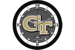 SunTime Georgia Tech Wall Clock, Printed Carbon Fiber Team Art, Silent Non-Ticking Quartz Movement, 11.5"