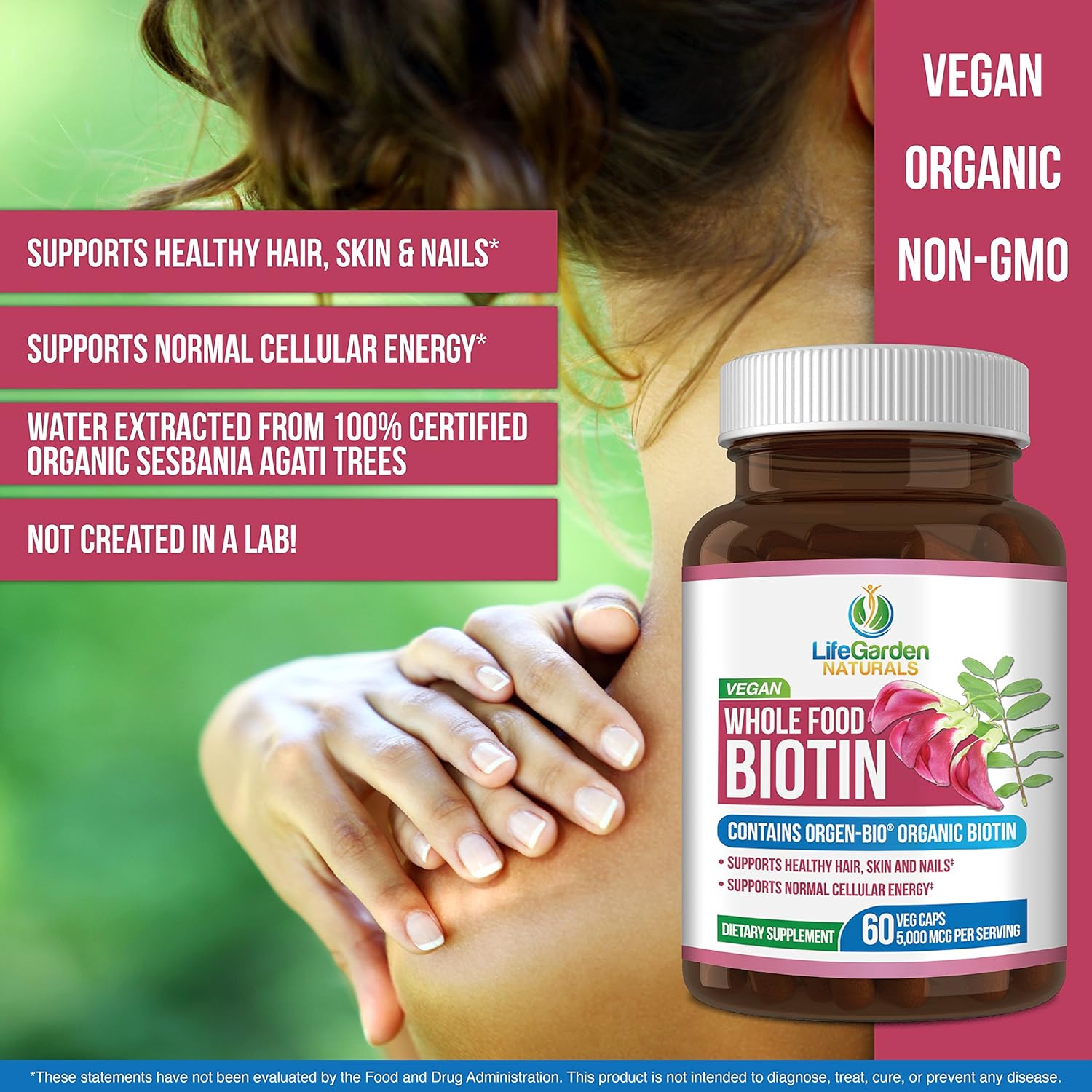 Whole Food Biotin Supplement Contains Certified Organic Plant Based