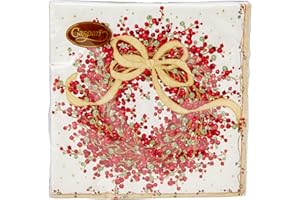 Caspari Entertaining Pepper Berry Dinner Napkins, Red, 20-Pack