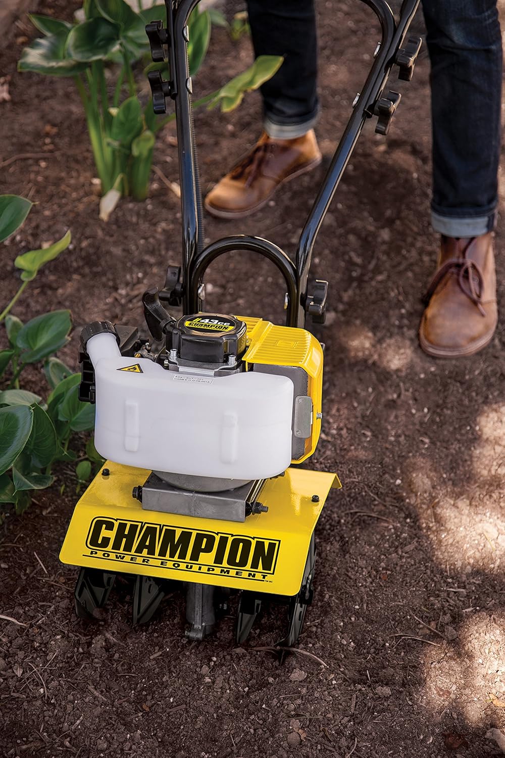 Champion Power Equipment 100882 43cc 2-Stroke Portable Gas Garden Tiller Cultivator, Adjustable Depth : Garden & Outdoor