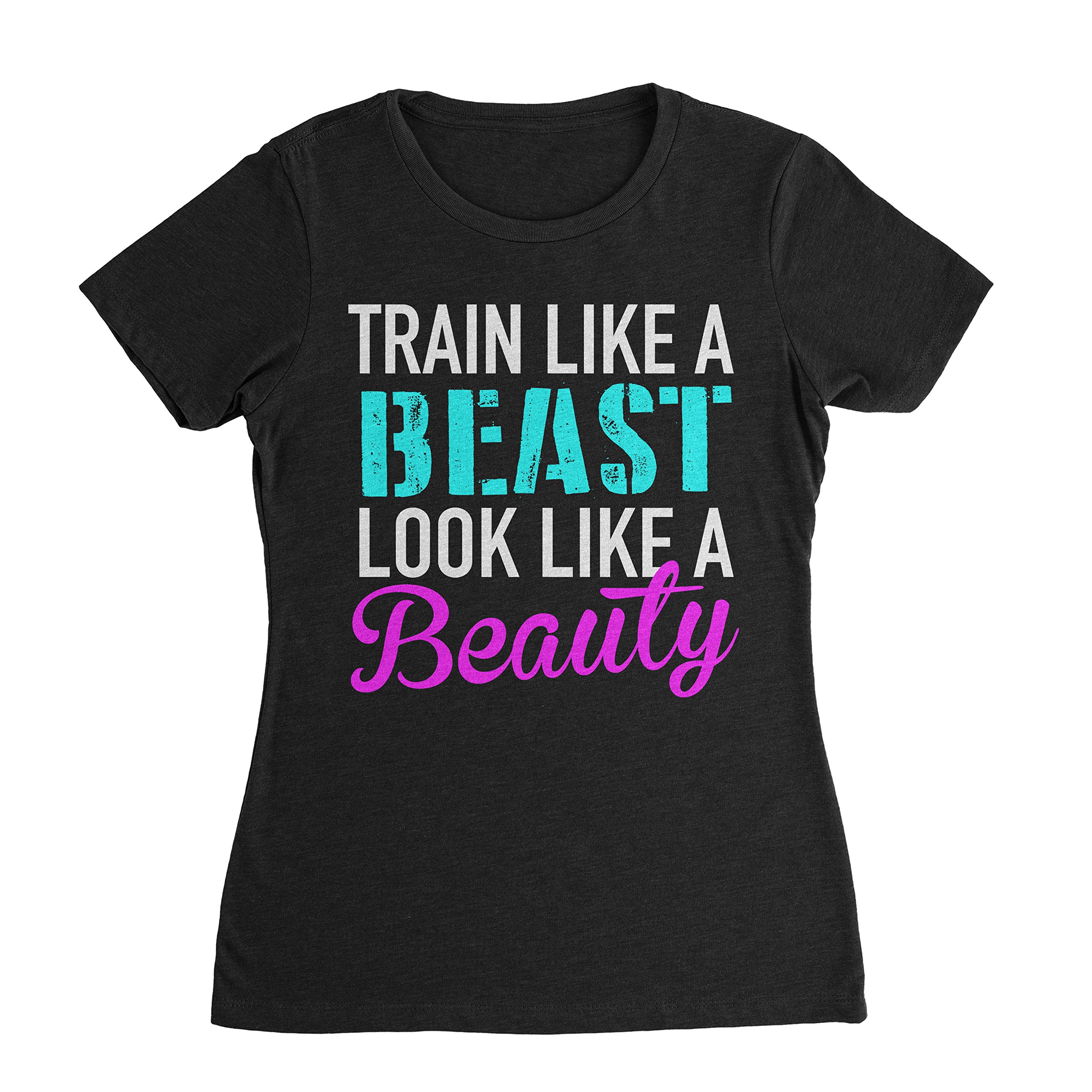 Ness Tee Train Like A Beast Look Like A Beauty Workout Black For T Shirt