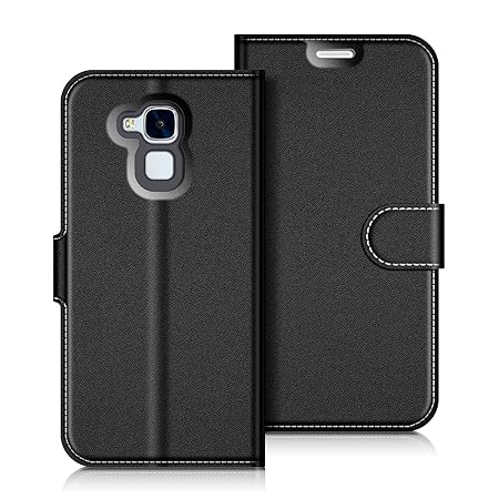 coodio Honor 5C Hülle Leder Lederhülle Ledertasche Wallet Handyhülle Tasche Schutzhülle mit Magnetverschluss/Kartenfächer für