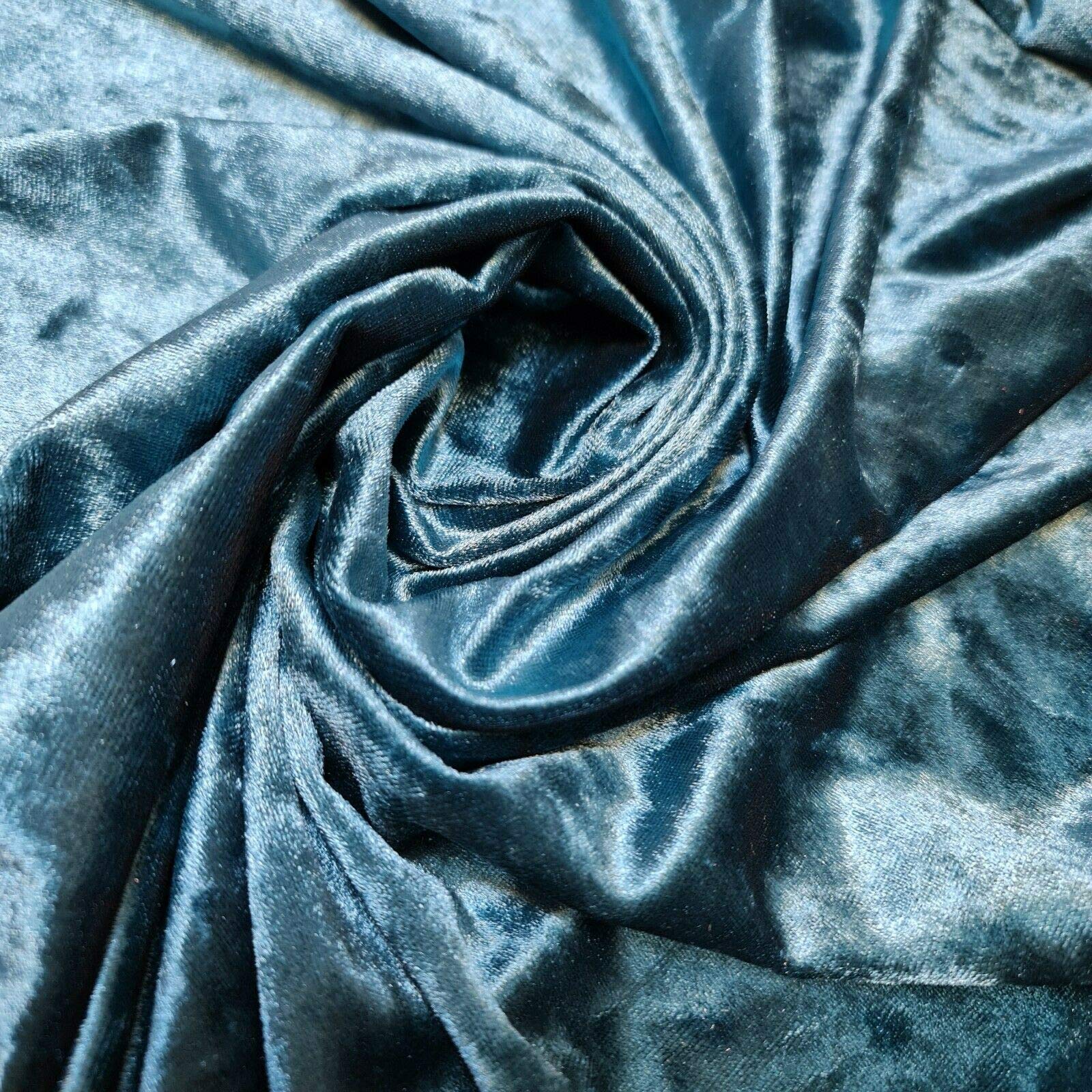 Luxurious Quality Soft Stretch Crush Velvet Dress Craft Fabric Material Suitable for Home Decor, Curtains, Upholstery & More 58" - 150 cm Wide Sold As Pre - Cut Lengths (Jade, 1 Meter)