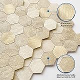 M MOFIT Hexagon 3D Marble Metal Peel Stick Wall Tile Splashback Beige 5 Sheets view 2