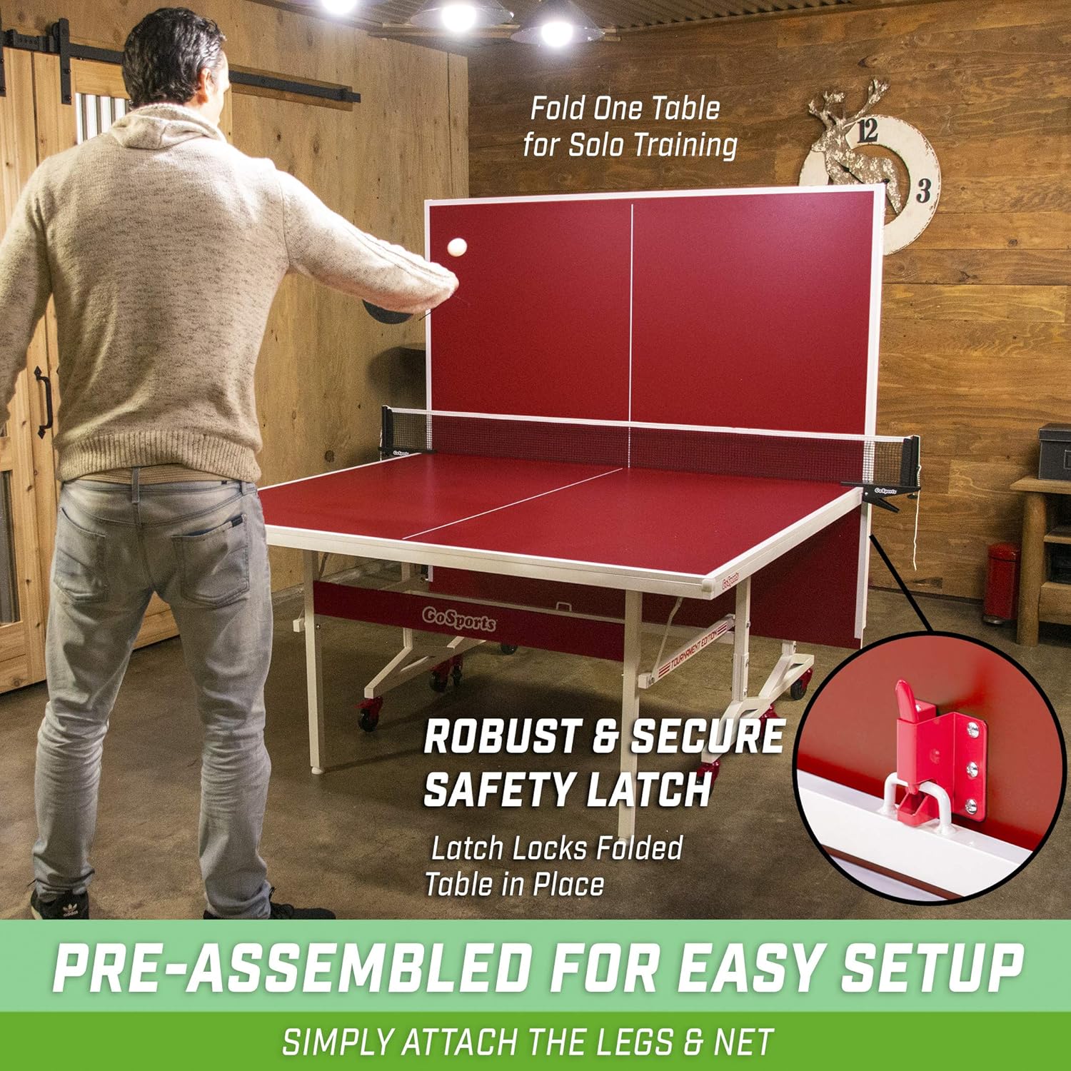 GoSports Indoor Tournament Table Tennis Set - Includes Full Size Tournament Table with Net, 2 Paddles, and 3 Balls with Carrying Case: Sports & Outdoors
