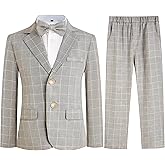 Boys Suit 3 Piece Plaid Suits Set Kids Toddler Boy Formal Birthday Party Ring Bearer Outfit
