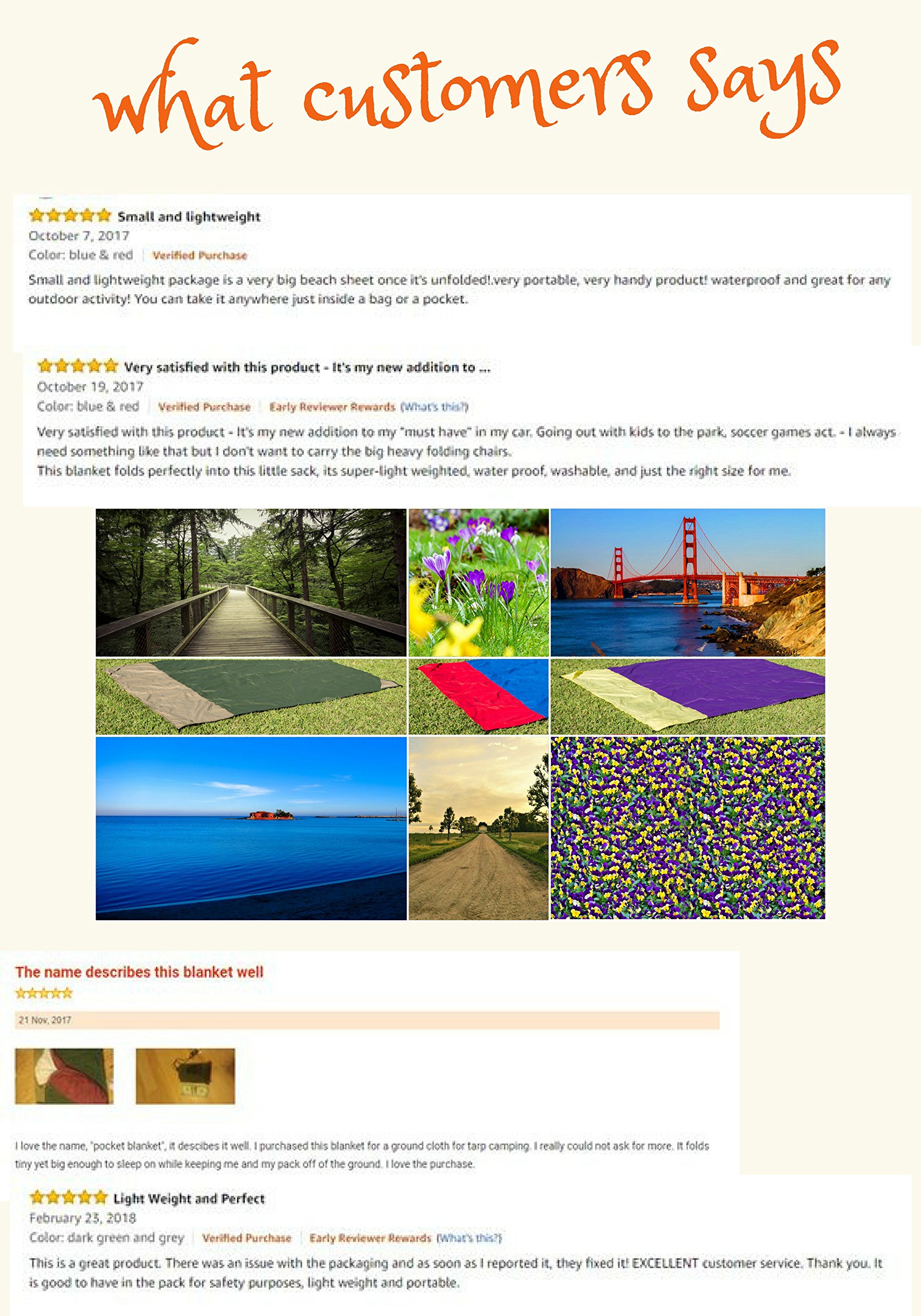 Ultra Portable Pocket Blanket – Waterproof Packable Blanket Perfect for Travel, the Beach, Camping, Picnics, Backpacking – Compact Blanket + FREE BONUS Bottle Holder Carabiner with Compass by Out&Joy