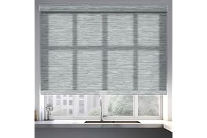 Boolegon Roller Shades for Windows Light Filtering Cordless Roller Blinds with Cassette Valance Roller Window Blinds Thermal Insulation Energy Saving Shades for Home Door Office,Grey,46" W×36" H