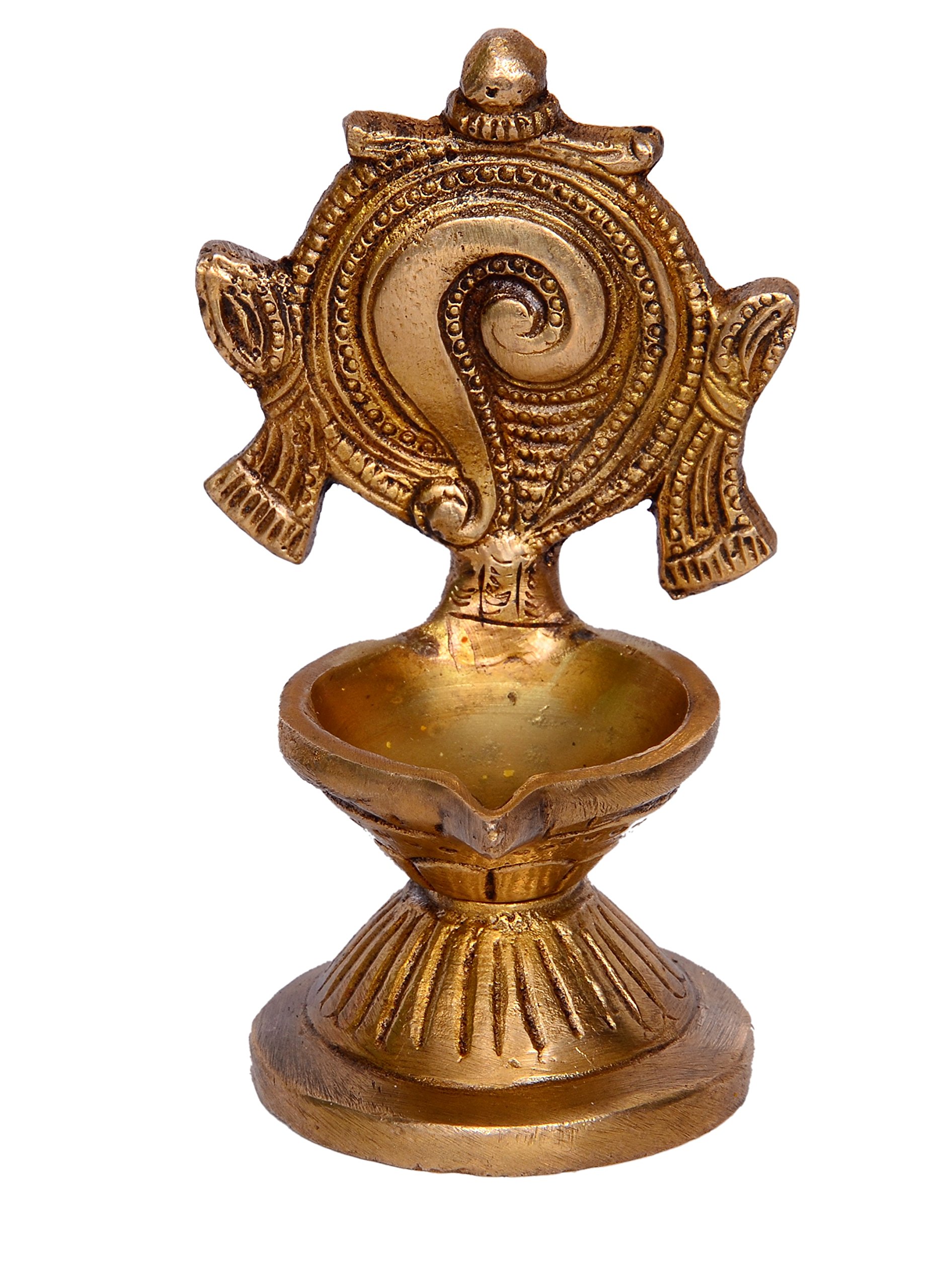 Purpledip Brass Arti Diya Indian Religious Gift (10449)