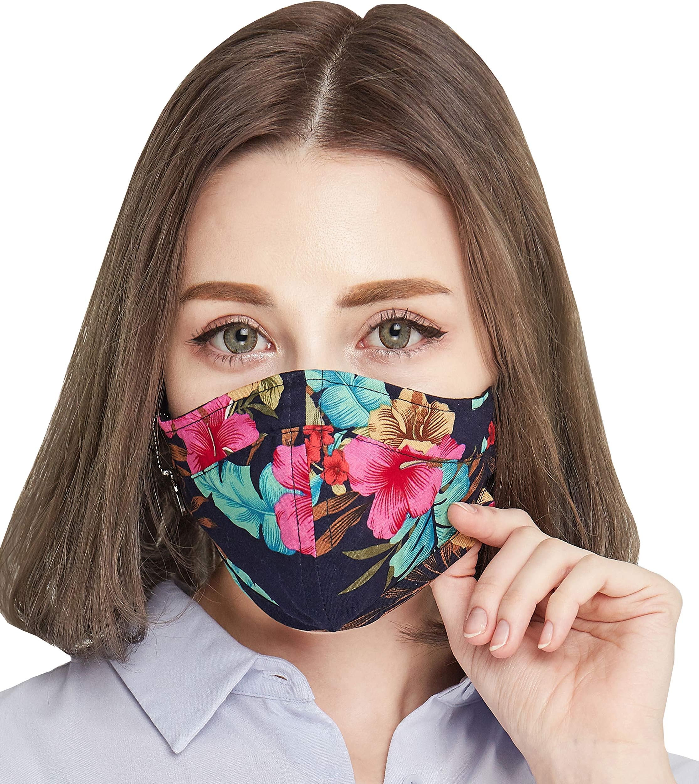 Anti Dust Fashion Mouth Mask for Men, Women - Washable and Reusable N94, pm2.5 Face Mask with Adjustable Ear Loops Protection from Flu Germ Allergy Respirator(Includes Carbon filters)-Medium size
