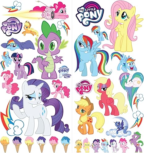 My Little Pony Cartoon Wandaufkleber für Schlafzimmer Jungen und Mädchen Wandbild Aufkleber Größe: Groß 76 cm X 72 cm