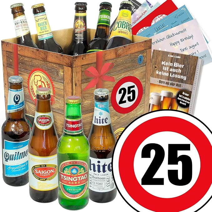 Ideen zum 25. Geburtstag für Männer | Geschenkset Bier mit Bieren der Welt