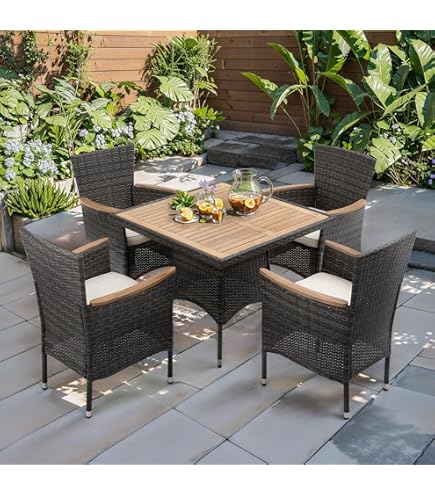 Outdoor Dining Table Amazon Rattan Garden Furniture Astomi 7-Piece