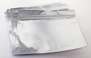 (Clear/Silver 7x5.5 Inches) Mylar Foil Pouches Wide Opening Zipper Style Heat Seal Bags, Safe Food Storage, Smell Proof Product Packaging, Reusable Survival Storage Herbs Seeds Tea Coffee Snacks (25)