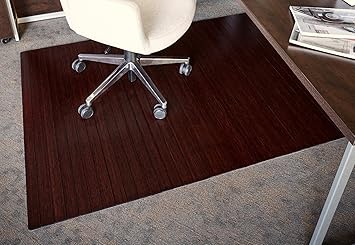 Anji Mountain Amb24002 Bamboo Roll Up Chair Mat Without Lip Dark Cherry 48 X 72 5mm Thick