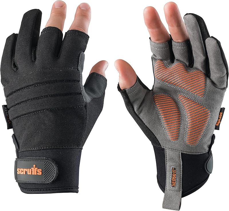 Scruffs Trade Precision Work Gloves Black XL 10 Padded Palms Abratect Grip