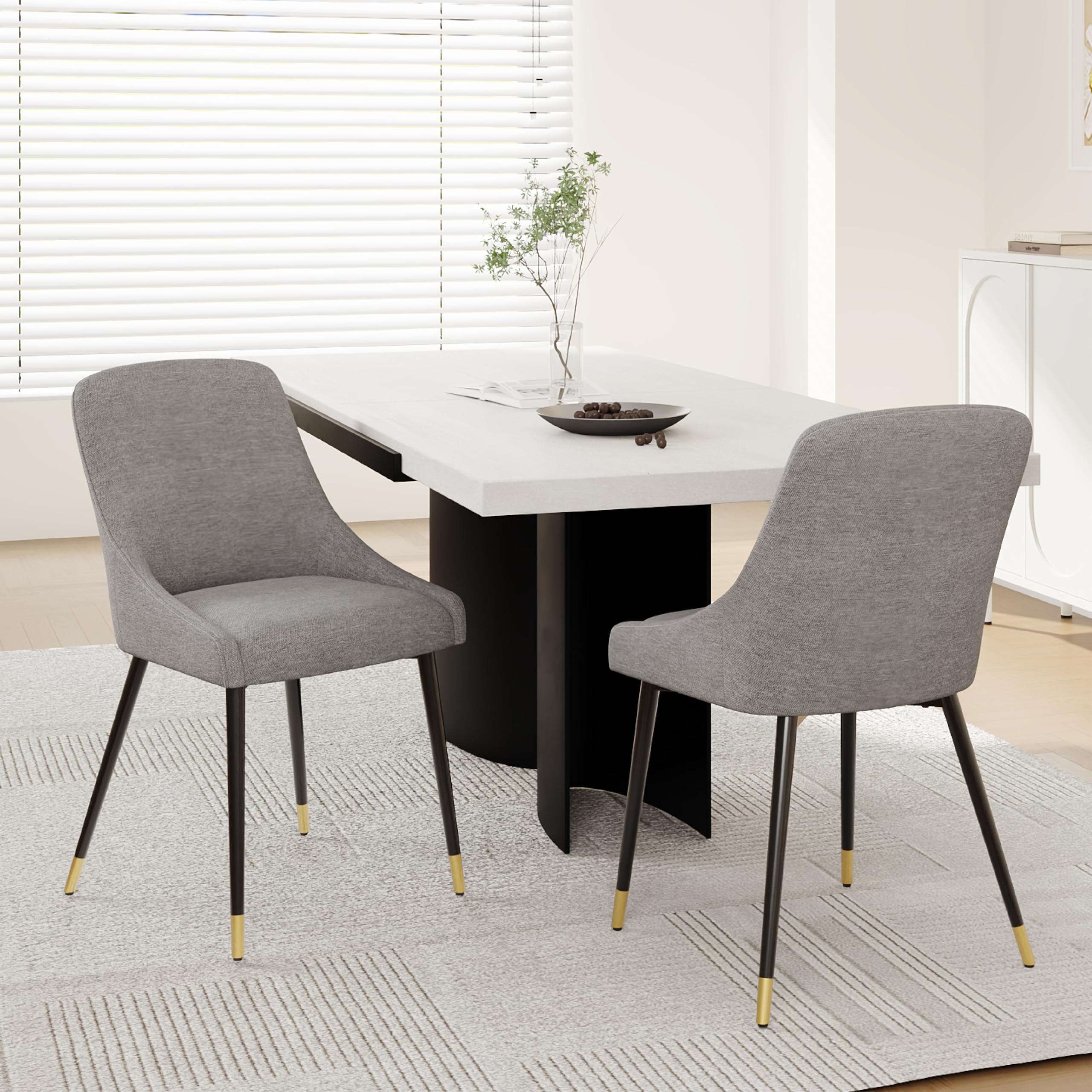 Photo 1 of (please see all images) COLAMY Dining Chairs Set of 2(Dark Grey), Upholstered Fabric Kitchen Chairs