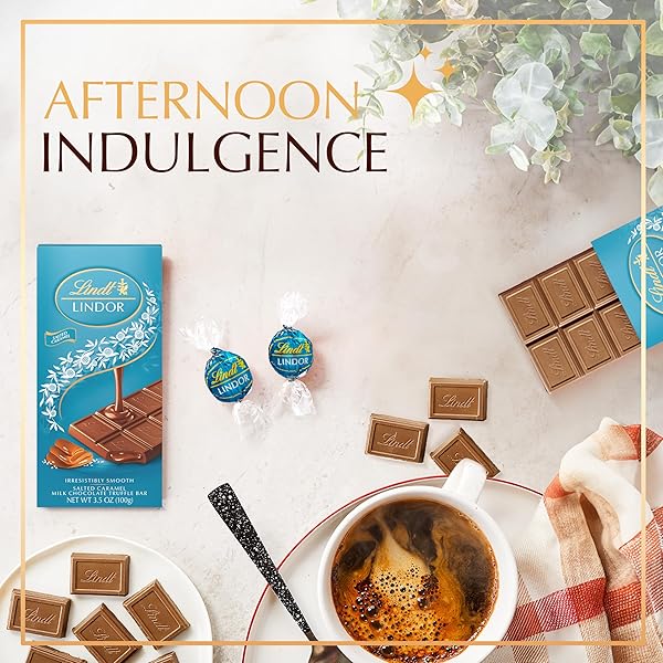 LINDT LINDOR SALTED CARAMEL MILK CHOCOLATE TRUFFLE BAR, CHOCOLATE CANDY BAR WITH SMOOTH CENTER, 3.5 OZ.