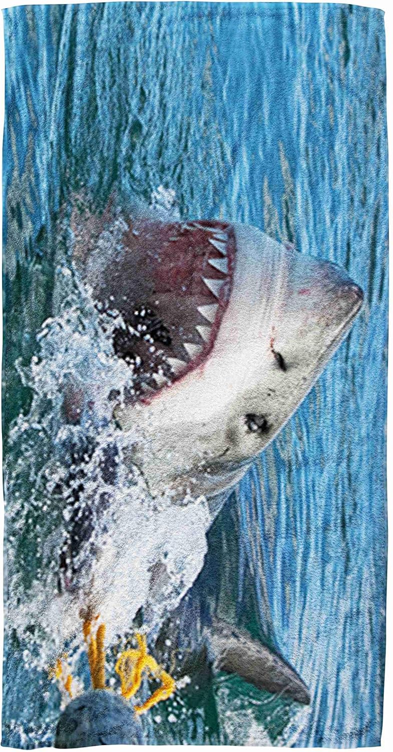 Bisead 30×60 Inch Beach Towel,Great White Carcharias,Beach Pool Travel,Large Absorbent Quick Dry,Ivory Pink