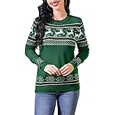 MISSKY Women's Long Sleeve Ugly Christmas Sweater Reindeer Knit Pullover Tops