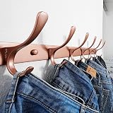 SKOLOO Coat Rack Wall Mounted 6 Hooks Pack of 2 Matte Rose Gold Stainless Steel view 2