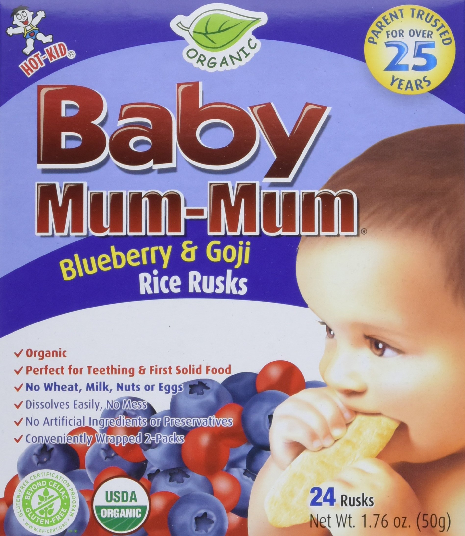 HotKid Baby MumMum Rice Rusks, Banana, 24 Pieces (Pack of 6) Gluten