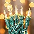 mimigogo 50-Count White Christmas Lights with Green Wire,Mini String Lights for Holiday Decorations, Christmas Tree Lights, Holiday Party, Wedding, Xmas, Home, Indoor & Outdoor Use (13ft Long)