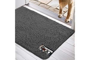 GORILLA GRIP Ultra Absorbent Grippy Doormat for Muddy Dog Paws, 36x24 Machine Washable Soakstopper Rugs Cleaner Floors, Bed Mat for Dirty Dogs, Indoor Entrance Door Rug Pet Bed Mats Charcoal