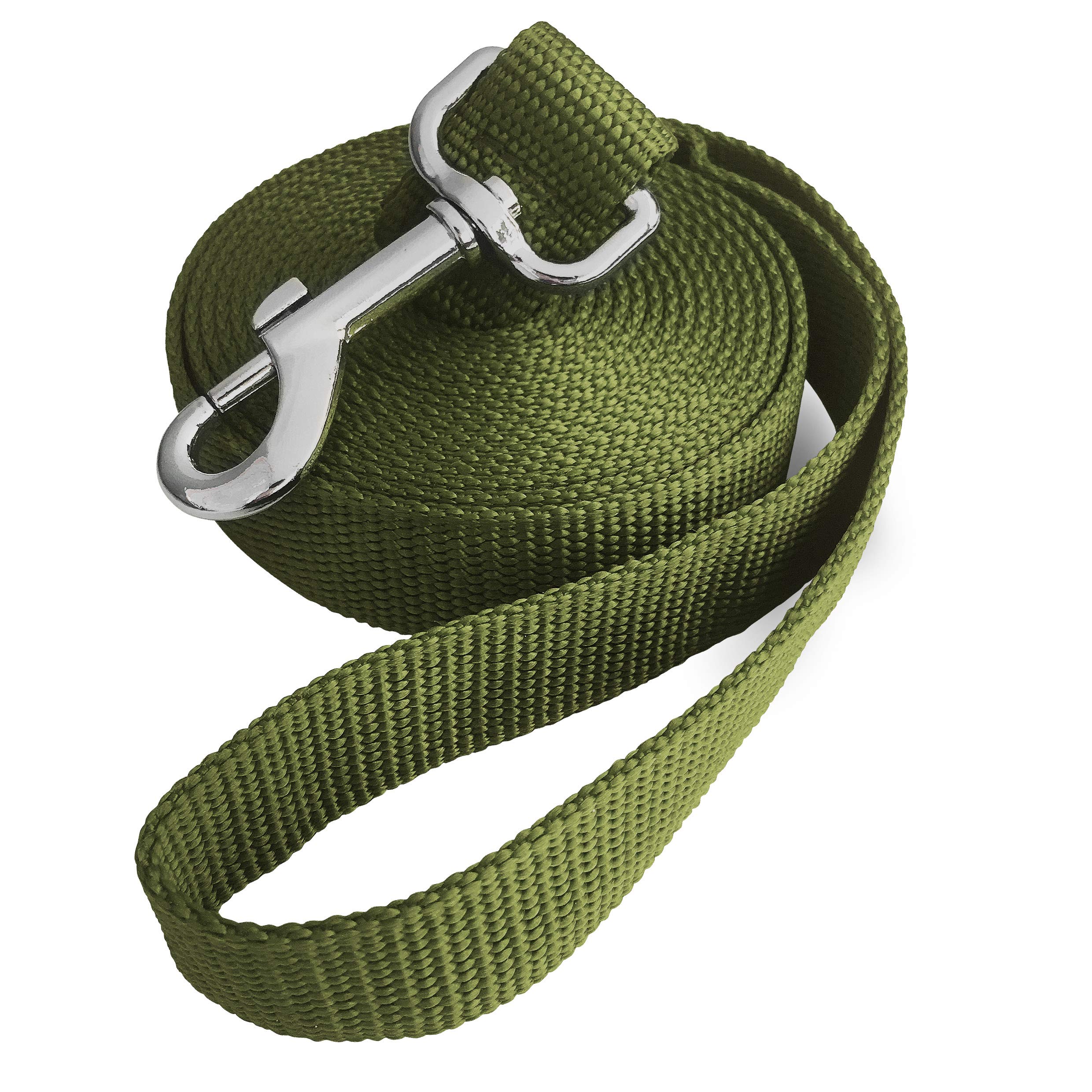 Jeckpat 10ft Dark Green Dog Leashes - Obedience Recall Training Agility - Traditional Style Extra Long Leads for Large, Medium & Small Dogs - Great for Parks,Fetch,Backyard & Camping(10FT, Dark Green)