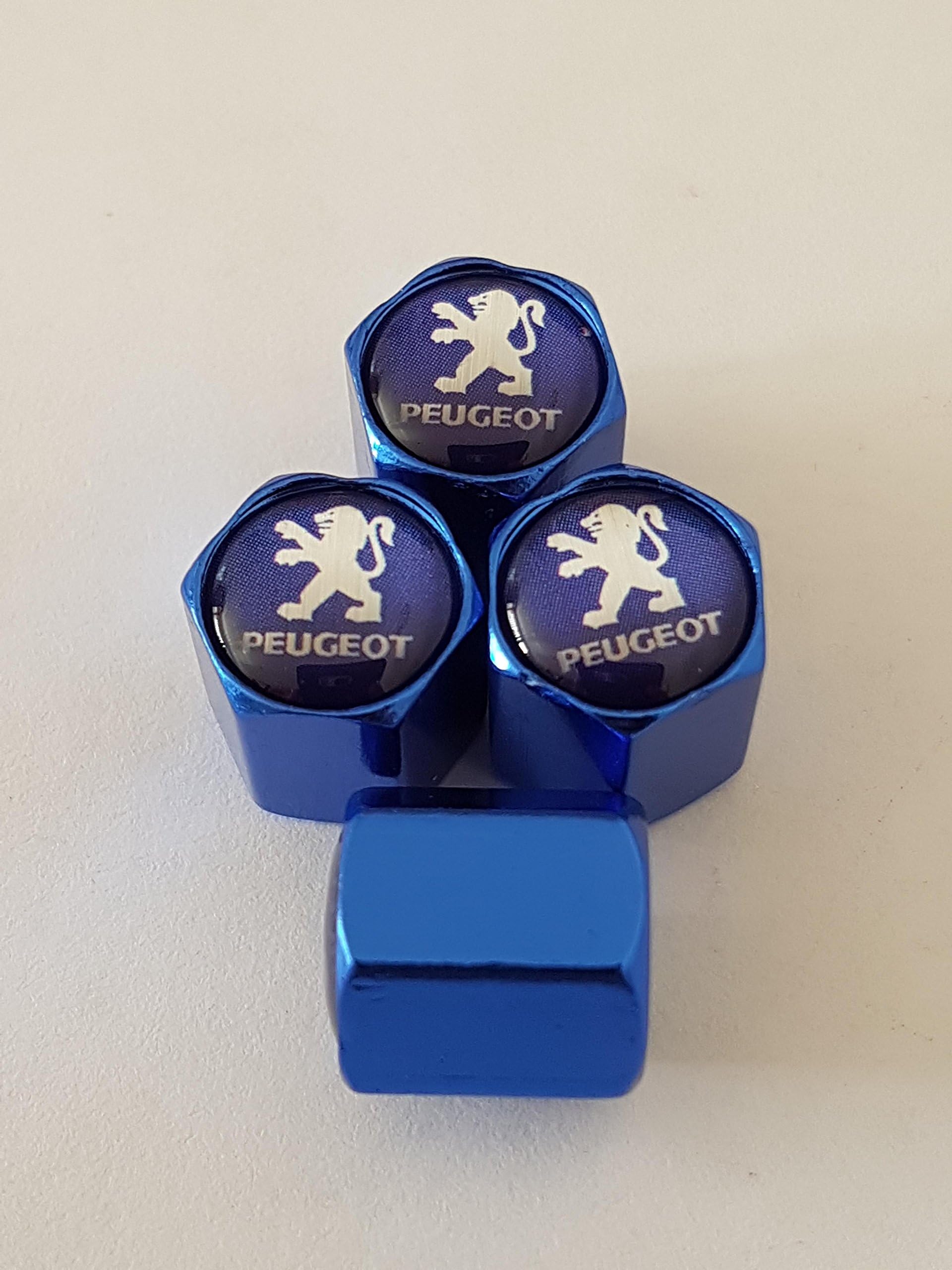 Speed Demons PEUGEOT blue deluxe alloy valve caps these dust caps fit all models 206 1007 407 205 207 504 309 4007 Partner 307 etc (2)