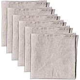 Linendo 100% Pure Linen Dinner Cloth Napkins 15 x 15 Inch Natural - Set of 6 Pack European Flax Natural Fabric Washable for Home and Kitchen