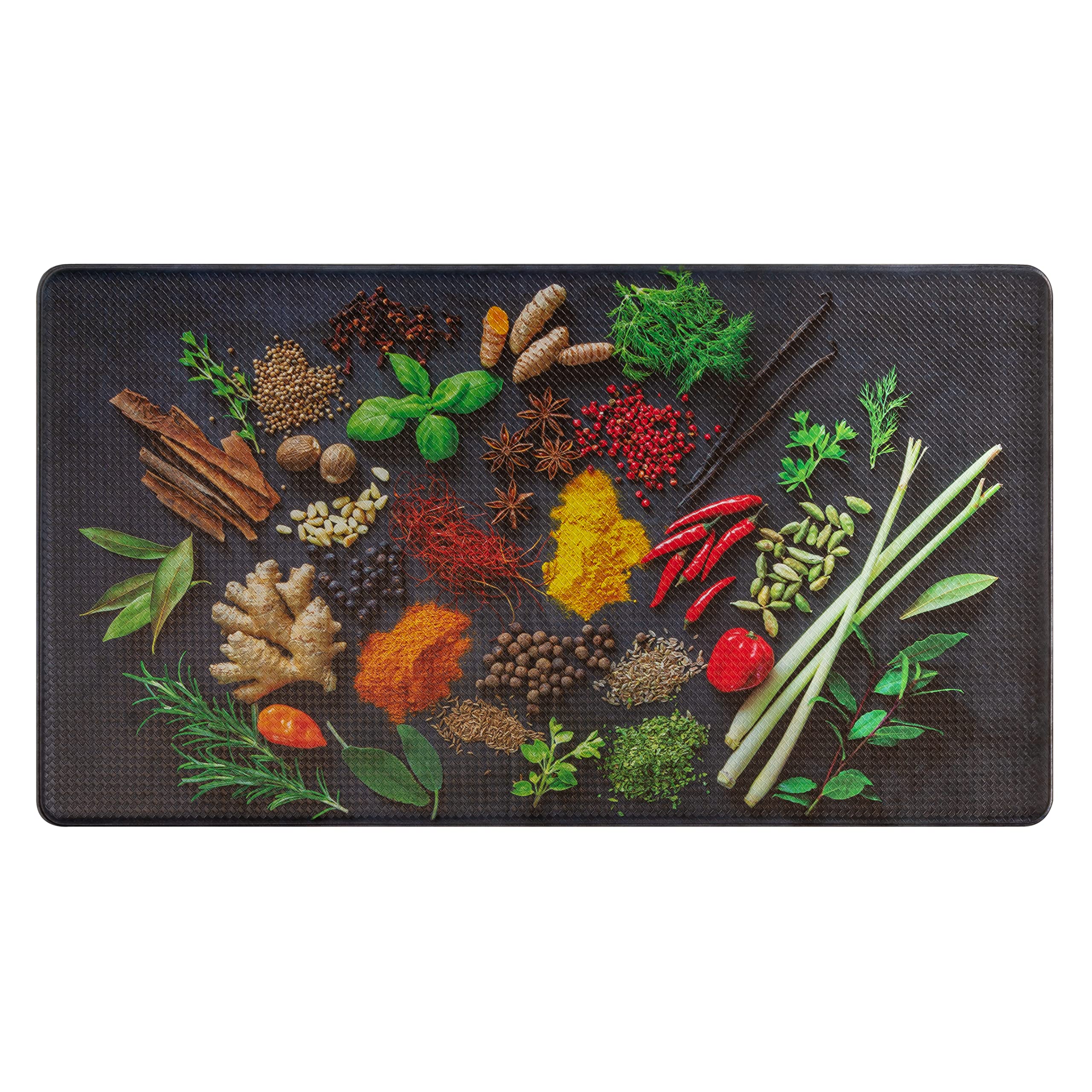 Photo 1 of BAMBIKI Artistic Anti Fatigue Kitchen Mat for Floor - Colorful and Fun Mats - Comfort and Relaxing Memory Foam Rug - Stylish Mat - Waterproof - Easy Wipe Clean - Spice Art - 31.5”x17.5”x12mm