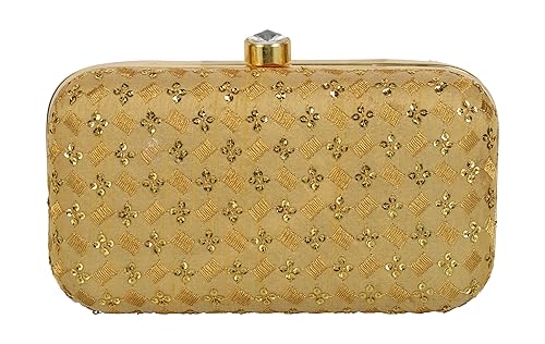 Tooba Handicraft Party Wear Hand Embroidered Box Clutch Bag Purse For Bridal, Casual, Party, Wedding