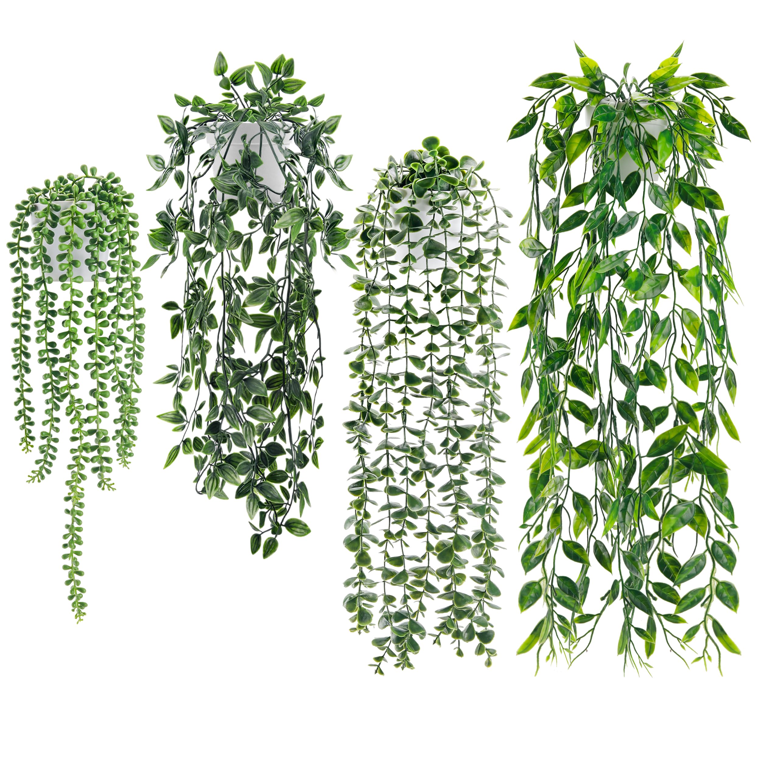 Der Rose 4 Packs Fake Plants Artificial Hanging Faux Plants Indoor in ...