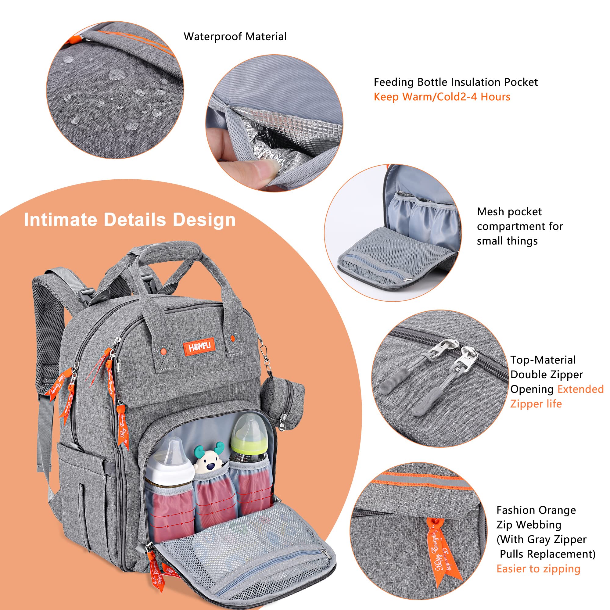 Diaper Bag Backpack Mommy Hospital Baby Bags for Girls Boys Multifunction Large Laptop Travel Backpack Mom Dad Diaper Bag with Changing Pad Waterproof Fashion Maternity Baby Diaper Bag Tote