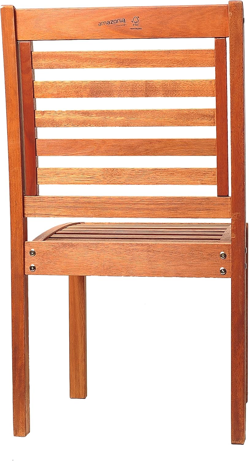 ia Leeds 2-Piece Stackable Side Chair | Eucalyptus Wood | Ideal for Outdoors and Indoors : Patio Dining Chairs : Garden & Outdoor