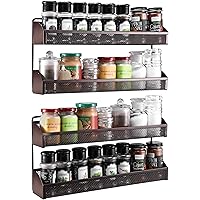 2 Pack- Simple Trending 2 Tier Spice Rack Organizer, Wall Mounted Spice Shelf Storage Holder for Kitchen Cabinet Pantry…