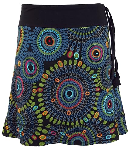 Guru-Shop Bestickter Minirock, Boho Chic Rock, Retro Mandala, Damen, Baumwolle, Kurze Röcke Alternative Bekleidung