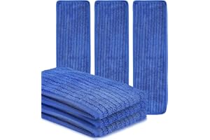 L LUKE SUPPLY MATTHEW 18'' Microfiber Mop Replacement Pads for Wet Dry Reusable Mops Floor Home Commercial Cleaning Refills, Machine Washable Compatible with Bona Mop&Any Microfiber Flat Mop System Blue (3 Pack)