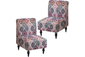 Jusmate Armless Accent Chair Cover Slipcover, Stretch Chair Slipper Super Fit Armless Chair Furniture Protector Cover Slipcover for Living Room Hotel (2 Pack, Boho)