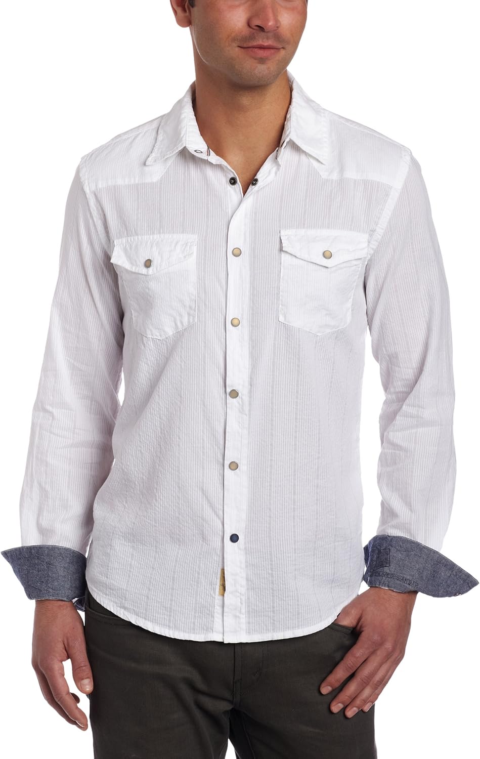 JUST A CHEAP SHIRT Men's Button Down Shirt, White, Large at Amazon Men