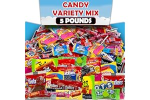 PARTYPOM Assorted Candy Variety Pack, 5 LB Individually Wrapped Bulk Mix, Party Candy Assortment, Snack Size Canndy for Kids, Birthdays, Party Favors, Halloween, Pinata Mix