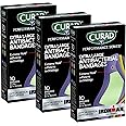 CURAD Performance Series IRONMAN Antibacterial Bandages, Extreme Hold Adhesive Technology, Extra Large Flexible Fabric Bandages for Cuts, Scrapes, & Burns, Assorted Colors, 2 x 4 inches, Pack of 3
