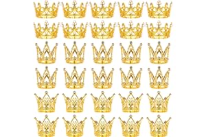 MJOGGOTT 30 Pcs Crowns for Flower Bouquets Gold Crown Cake Topper Mini Crown for Flower Bouquet Accessories Birthday Crowns Cupcake Toppers for Bridal Wedding Baby Shower Mothers Day Party Cake Decor, 3 Style