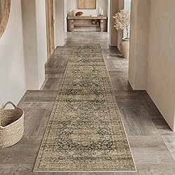 WondRg 2x8 Washable Brown Vintage Runner Rug for