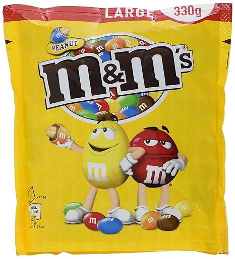 M&M'S Peanut / Schokolierte Erdnüsse in bunter Zuckerglasur / Ideal zum Knabbern, Verschenken und Backen / 5er Pack (5 x 330g